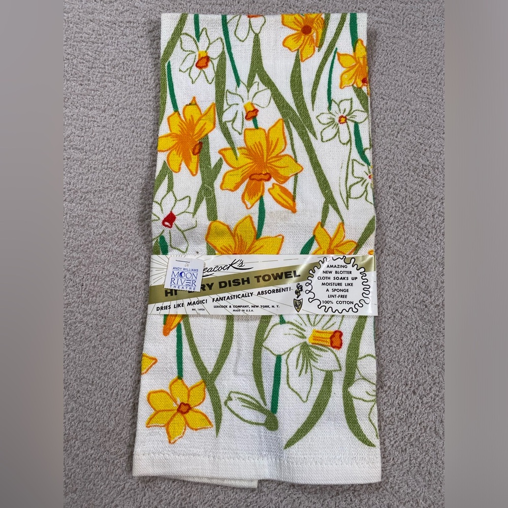 Vintage Leacock & Co Made in USA Floral 100% cotton dish towel
